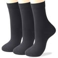 thumbnail image 1 of Women's Soft Combed Cotton Trouser Dress Socks Black Gray Navy Blue Stars Striped 3 Pack, 1 of 7