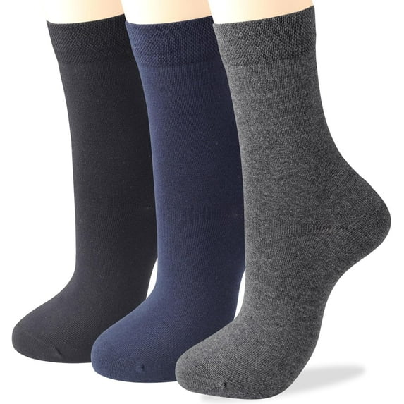 Women's Soft Combed Cotton Trouser Dress Socks Thin Socks 3 Pairs Women Crew Socks Above-Ankle