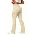 thumbnail image 1 of Women's Soft Comfortable Cargo Pants Elastic Waist Multi Pockets Athletic Activewear Hiking Utility Outdoor Fitness Beige M(M), 1 of 6