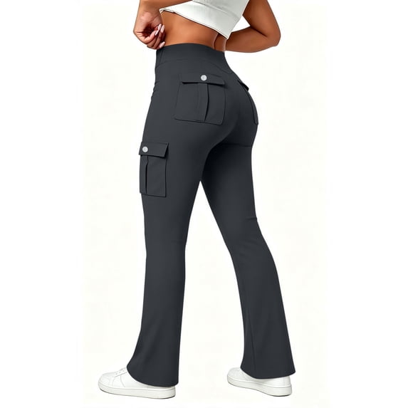 Women's Soft Comfortable Cargo Pants Elastic Waist Multi Pockets Athletic Activewear Hiking Utility Outdoor Fitness Dark Gray XL(XL)