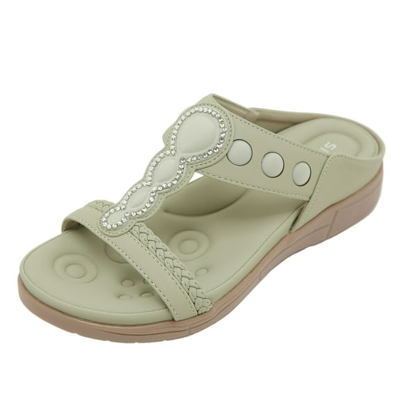 Women's Soft Comfortable Flat Outdoor Sandals Non-Slip Water Shoes Beach Shoe Comfortable Summer Shoes Slingback Sandals with Soft Footbed Green Women Sandal