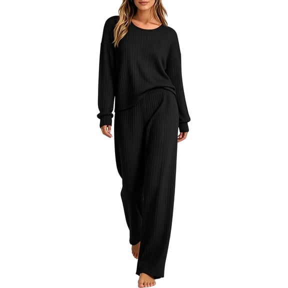 Zefortex Womens 2 Piece Lounge Set - Soft Pajama Set for Women with Long Sleeve Top & Pants, Loungewear for Travel & Home Relaxation