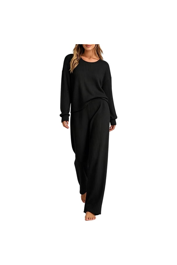 Womens 2 Piece Lounge Set - Soft Pajama Set for Women with Long Sleeve Top & Pants, Loungewear for Travel & Home Relaxation