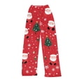 thumbnail image 1 of Women's Soft Comfortable Plush Casual Pyjama Bottoms with Christmas Snowflake and Tree Print, Home Sleep Pants for Winter Wear, Cozy Lounge Pants and Indoor Use, Vermilion, S, 1 of 5