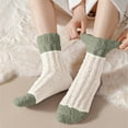 thumbnail image 1 of Women's Soft Coral Fleece Socks, Extra Thickened Plush Thermal Socks for Autumn and Winter, Non-Slip Cozy Home Socks, Warm Fuzzy House Slipper Socks for Indoor Comfort - White, 1 of 5