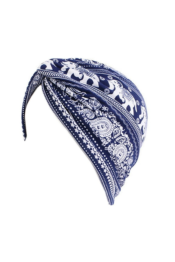 Women's Soft Cotton Chemo Caps Ethnic Print Stretch Beanie Head Scarf Cover Headwear Bandana Turban Hat Head Wrap for Hair