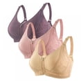 thumbnail image 1 of Women's Soft Cotton Cup Front Zippered Underwear Women's Underwired Lace Back Adjustable Large Bra, 3 Pack, 1 of 9