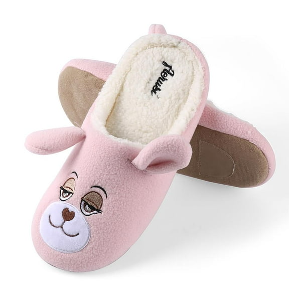 Women's Soft Cozy Slip-On Plush Luxury Home Warm Cute Bear Slippers