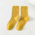 thumbnail image 1 of Women's Soft Crew Socks New Womens Crew Socks Casual Socks Athletic Socks Style B-49 Yellow One Size, 1 of 5