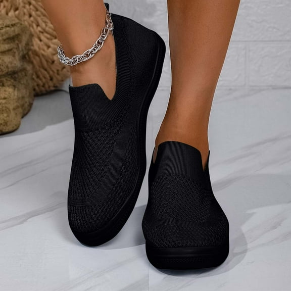 Women’s Soft Curly Full Slippers Fashion Casual Solid Color Breathable Style Flying Woven Lightweight Lace-Up Solid Color Flat Mesh Shoes