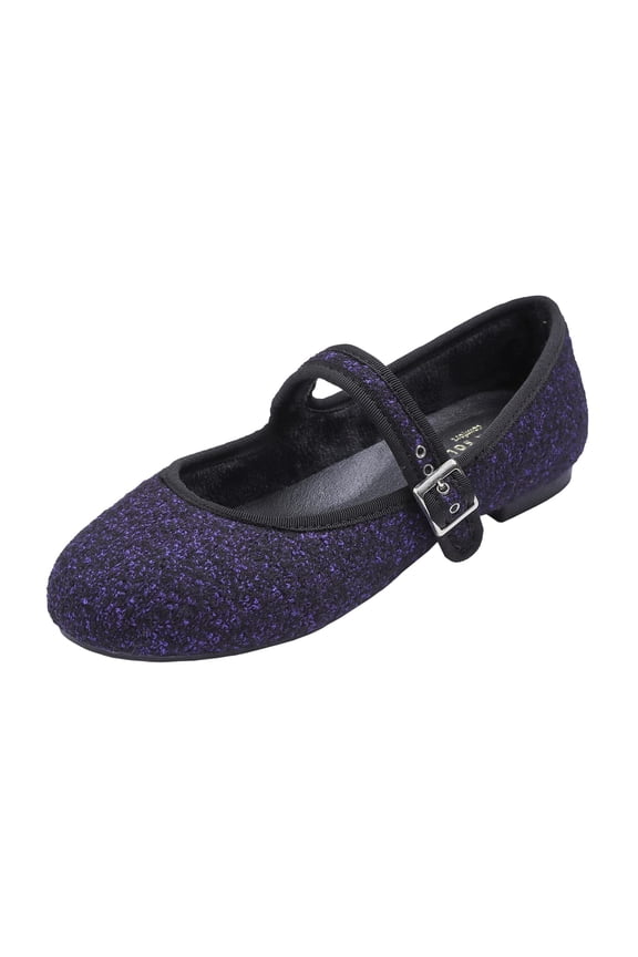 Women's Soft Cushion Round Toe Mary Jane Ballet Flats Navy Woollen Velvet 6 M US
