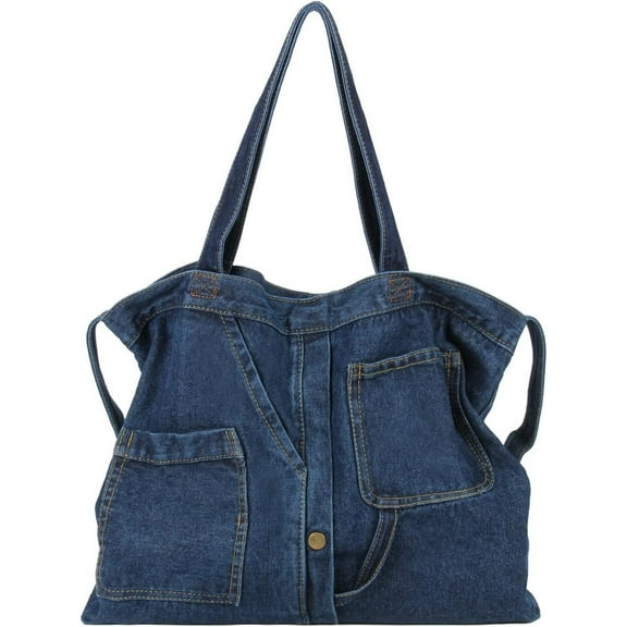 Women's Soft Denim Handbag Casual Hobo Tote Retro Crossbody Large Capacity Denim Purse
