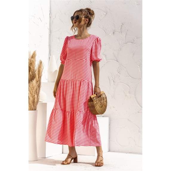 Women's Soft Dot Print Short Sleeve Maxi