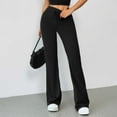 thumbnail image 1 of Women's Soft Drawstring Yoga Pants High Waisted Flare Leg Loungewear Bottoms Athletic Casual Workout Long Trousers Black XS, 1 of 7