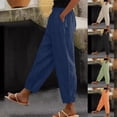 thumbnail image 1 of Women's Soft Elastic Waist Long Wide Leg Pants, Casual Solid Flowy Trousers with Tummy Control, Mid Waist & Stretchy Comfort, Summer Beach, Work, Vacation Wear, Loose | TruBelle,Black S, 1 of 6