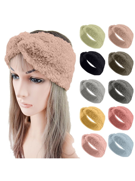 Women's Soft Elastic Winter Headband with Knot Detail Warm Ear Covering Stretchable Head Wrap