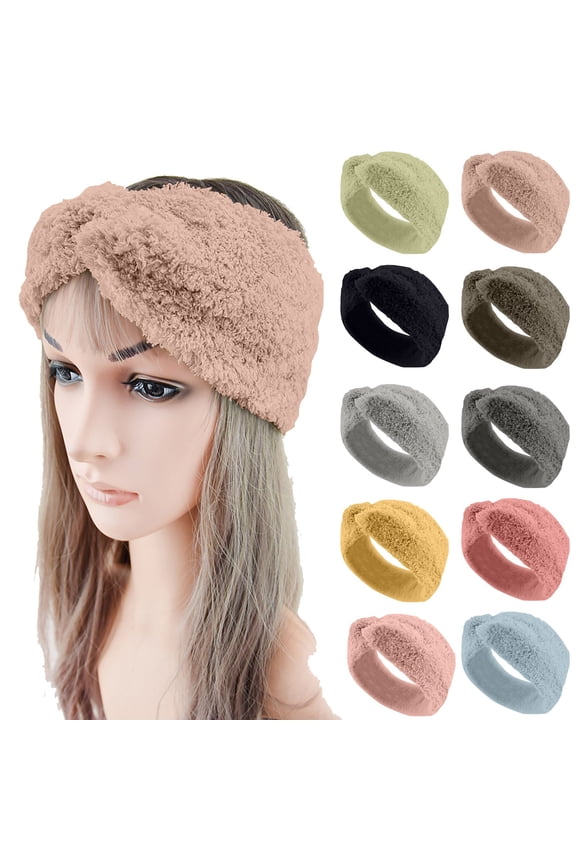 Women's Soft Elastic Winter Headband with Knot Detail Warm Ear Covering Stretchable Head Wrap