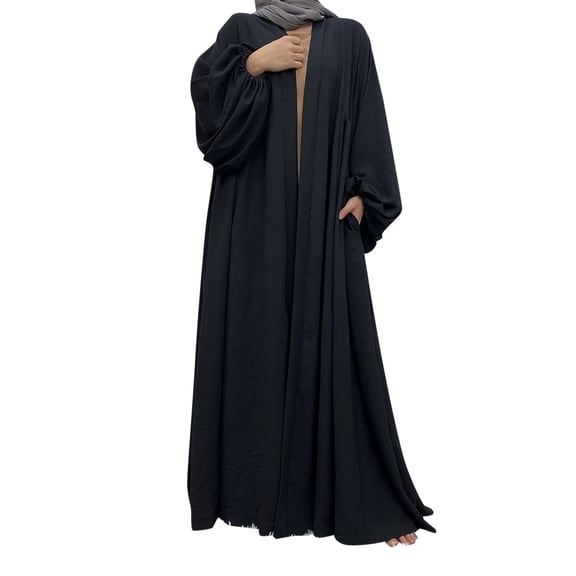 Women's Soft Elegant Cardigan Elastic Center Ruffle Cardigan With Pockets