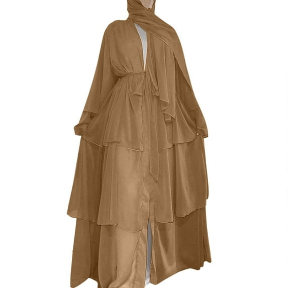 Women's Soft And Elegant Chiffon Solid Layered Cardigan Loose Long Cardigan plus Size Cardigan Lightweight Open Front Duster for Women Womens Fall Clothes Work Summer Outer for Women plus Woman
