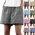 thumbnail image 1 of Women's Soft Fabric Bermuda Shorts, Mid Waist Pull On Stretchy Capris, Elastic Waistband Tummy Control A-Line Fit, Casual Vacation Summer Travel Beach | TruBelle,Army Green L, 1 of 7