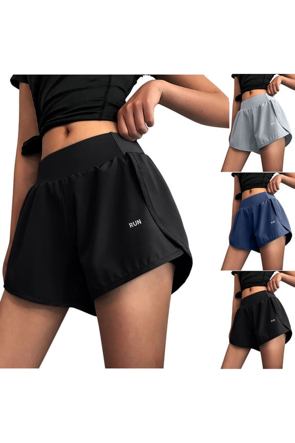 Women's Soft Fabric False Two Piece Shorts, High Waist Drawstring Tummy Control, Functional Side Pockets Lightweight Fast Drying Matrix, Gym Running Fitness Training Workout Activewear, | Velmuse