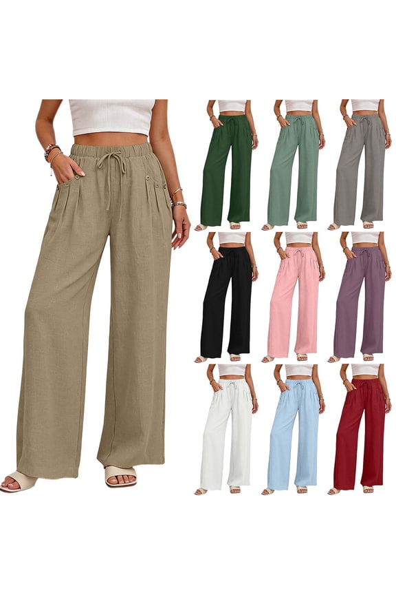 Women's Soft Fabric Loose Straight Denim Pants With Buttoned Pockets And Pleats, Cotton Blend Mid-Rise Casual Trousers, Relaxed Fit Mid Waisted Stretchy Bottom, | TruBelle,Army Green L