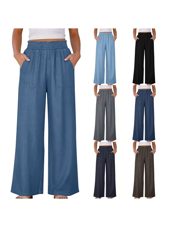 Women's Soft Fabric Mid Waisted Tummy Control Double Pocket Leggings, Slim Fit Midi Length Casual Pants, Yoga, Gym, Lounge, Daily Wear, Stretchy Pull On Trouser | TruBelle,Light Blue 3XL
