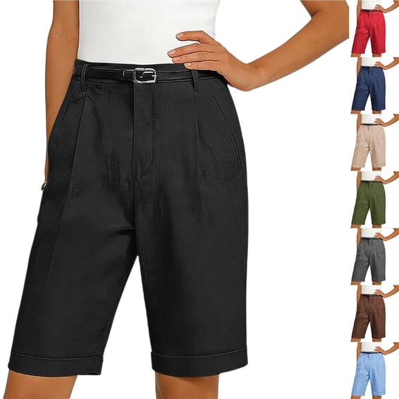 Women's Soft Fabric Pull On Shorts, Elastic Waistband with Drawstring, Lightweight Casual Beach Shorts for Summer, Lounge, Travel, Relaxed Fit Tummy Control | TruBelle,Black L