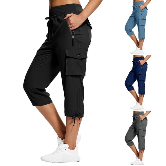 Women's Soft Fabric Straight Leg Pants with Drawstring Elastic Waist, Mid Rise Tummy Control Flattering Fit, Pockets . Casual Work, Daily Commute, Running Errands, | TruBelle,Black L