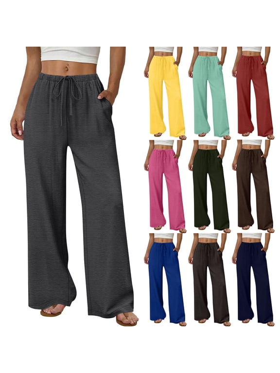 Women's Soft Fabric Stretchy Straight Leg Pants, Elastic Waist Pull On Trousers with Tummy Control, Casual Comfortable Wide Leg Pants for Office Daily Wear Walking | TruBelle,Red XL