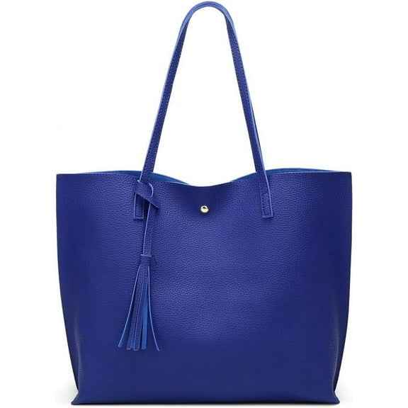 Women's Soft Faux Leather Tote Shoulder Bag from, Big Capacity Tassel Handbag