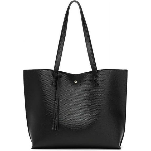 Women's Soft Faux Leather Tote Shoulder Bag from, Big Capacity Tassel Handbag