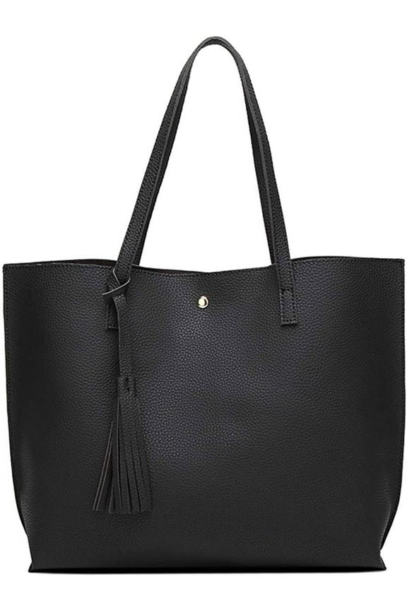 Women's Soft Faux Leather Tote Shoulder Bag from Dreubea, Big Capacity Tassel Handbag