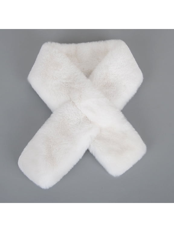 Women's Soft Faux Rex Rabbit Fur Infinity Scarf, Luxurious Warm Cross Neck Warmer for Winter Daily Party Use, Elegant Fashion Fur Collar for Ladies