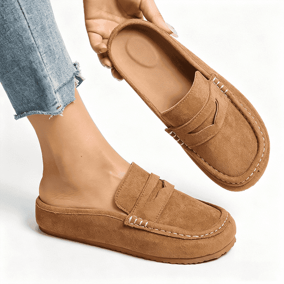 Women's Soft Faux Suede Slip-on Loafer Mules, Comfortable Daily Shoes
