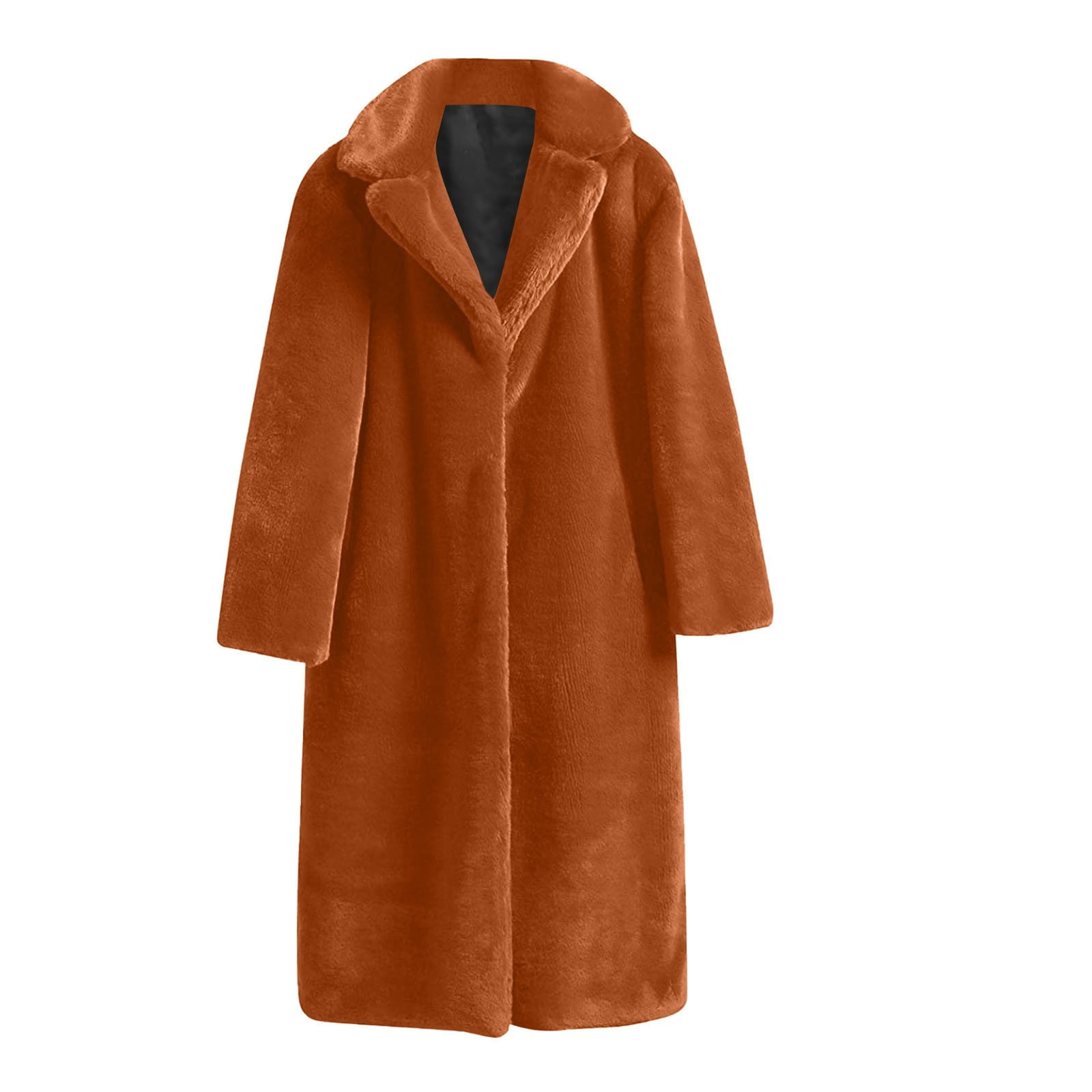 Women's Soft Faux Teddy Fuzzy Warm Long Overcoat Open Front Cardigan Lapel Collar Long Sleeve Loose Fit Jacket Coat
