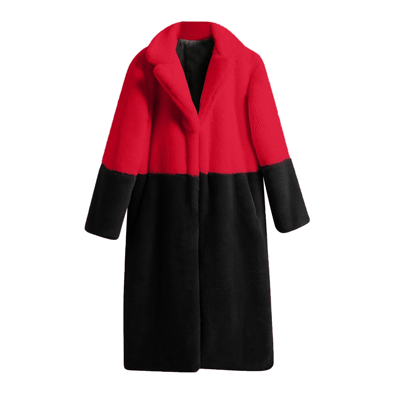 Women's Soft Faux Teddy Fuzzy Warm Long Overcoat Open Front Cardigan Lapel Collar Long Sleeve Loose Fit Jacket Coat