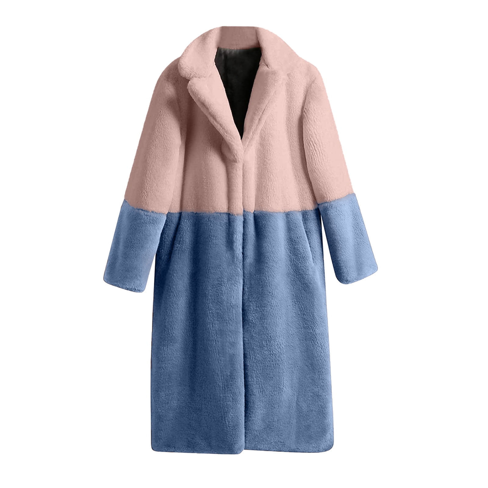 Women's Soft Faux Teddy Fuzzy Warm Long Overcoat Open Front Cardigan Lapel Collar Long Sleeve Loose Fit Jacket Coat