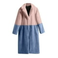 thumbnail image 1 of Women's Soft Faux Teddy Fuzzy Warm Long Overcoat Open Front Cardigan Lapel Collar Long Sleeve Loose Fit Jacket Coat, 1 of 6