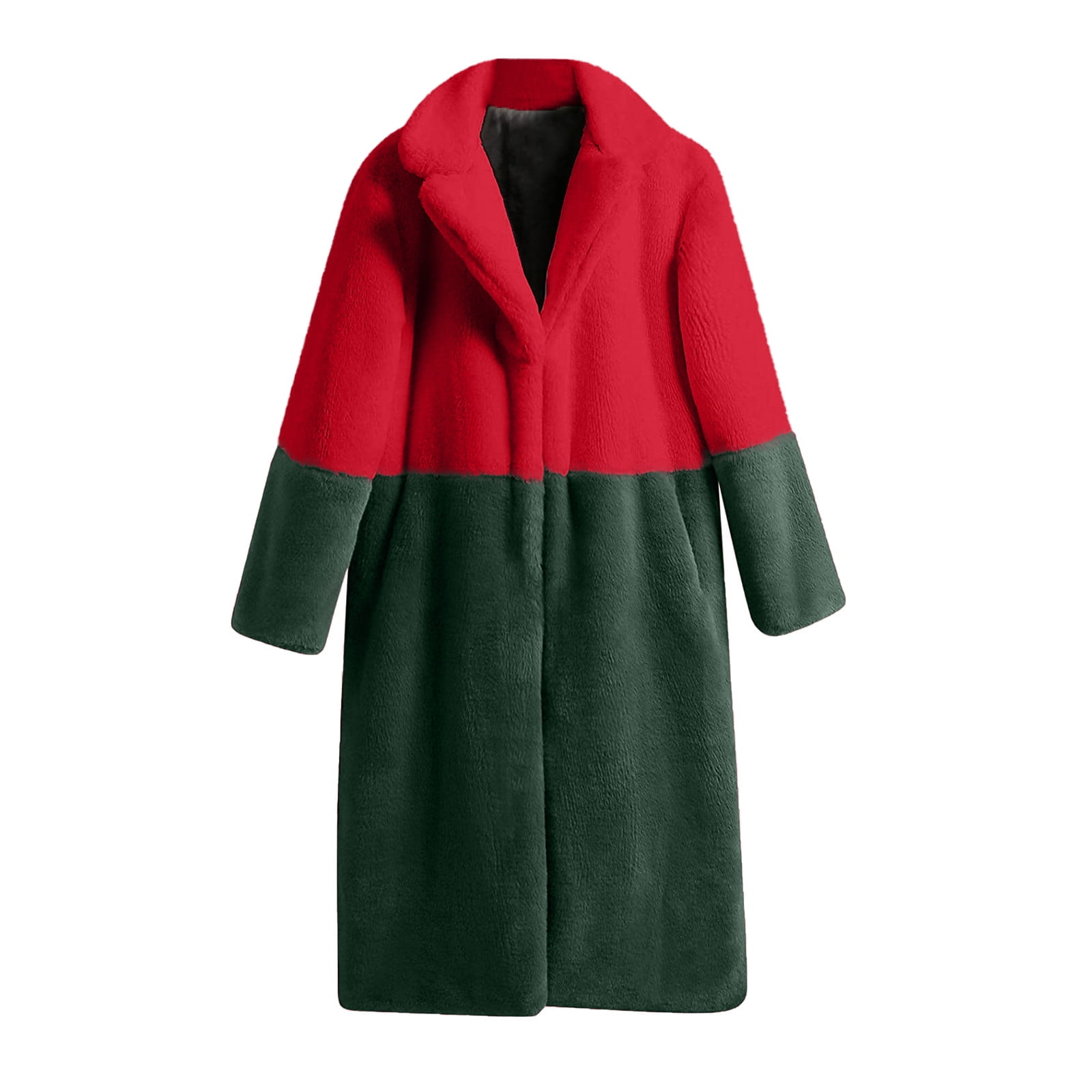 Women's Soft Faux Teddy Fuzzy Warm Long Overcoat Open Front Cardigan Lapel Collar Long Sleeve Loose Fit Jacket Coat