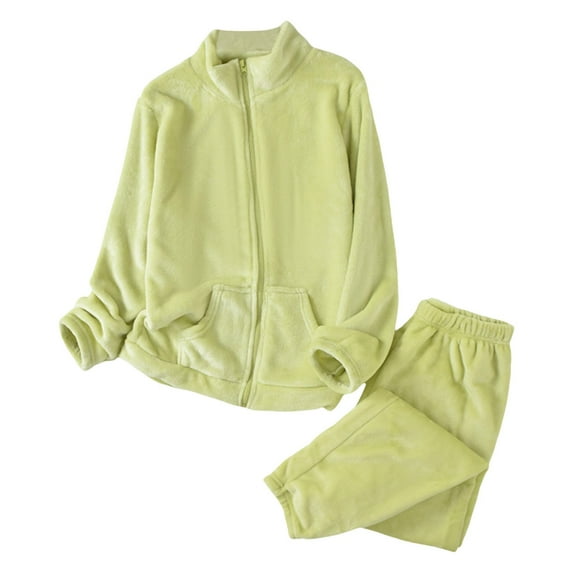 Women's Soft Flannel Pajama Set Cozy Thermal Winter Sleepwear Home Outfit