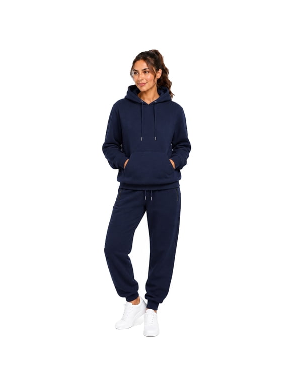 Women’s Soft Fleece Cotton Blend Loose Fit Pullover Hoodie & Sweatpants Jogging Set