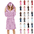thumbnail image 1 of Women's Soft Fleece Hooded Robe Long Sleeve Plush Spa Bathrobe with Pockets Eye Mask Cozy Loungewear Womens Nightgowns Purple XXL, 1 of 8