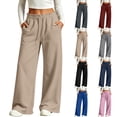 thumbnail image 1 of Women's Soft Fleece Lined Sweatpants Drawstring Elastic High Waist Loose Wide Leg Pants Fall Winter Casual Jogger Pants with Pockets Red, 1 of 9