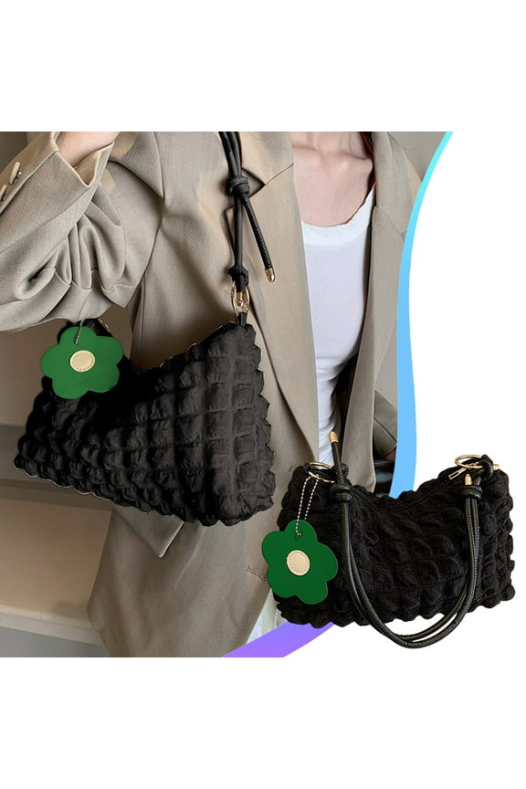 Women's Soft Foldable Shoulder Handbag | Lightweight Cloth Underarm Tote Purse | Vintage Inspired Casual Satchel | Adjustable Strap | Multi-Use | 27x16x8cm | Pink White Green Blue