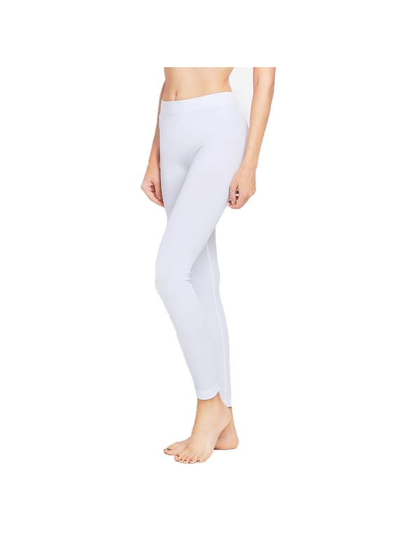Women's Soft Full Length Workout Leggings Yoga Opaque Slim Pants White