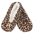 thumbnail image 1 of Women's Soft Fuzzy Dark Cheetah Print Non-Slip Lined Slip-On Slippers Socks, Indoor Comfy House Slippers, Size Medium, 1 Pair, 1 of 5