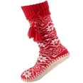 thumbnail image 1 of BambooMN Women's Knit Gripper Slipper Socks with Tassel - Nordic Red - 1 Pair, 1 of 6