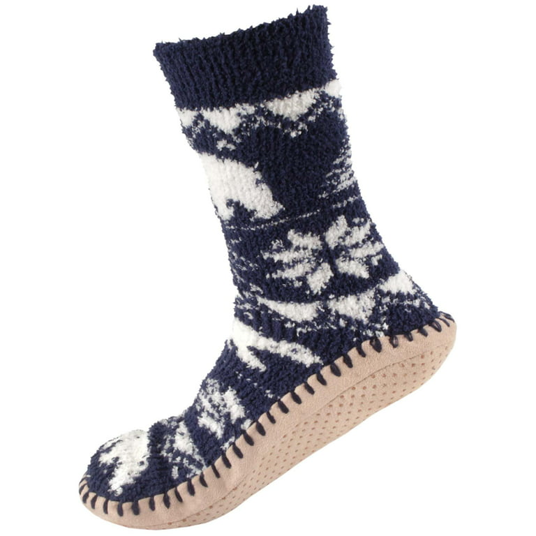Women's Soft Fuzzy Furry Gripper Slipper Socks with Tassel - Polar Bear -  L/XL - 1 Pair 