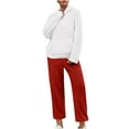 thumbnail image 1 of Women's Soft Hooded Pajama Set, Color Block Warm Plush Long Sleeve Sleepwear with Pocket Fluffy Fuzzy Cozy Pjs, 1 of 6